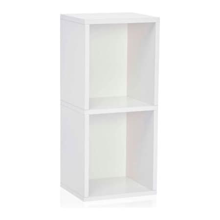 Way Basics Way Basics Eco 2 Shelf Narrow Bookcase, White BS-285-340-770-WE